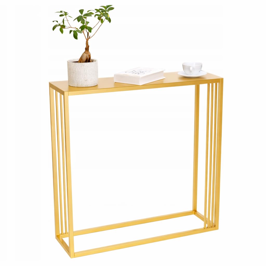Mesa Consola Estrecha 80 cm – Mesa Consola – Mesa Estrecha – Mesa de Pasillo – Muebles Estrechos – Oro 80 x 20,5 x 10 cm