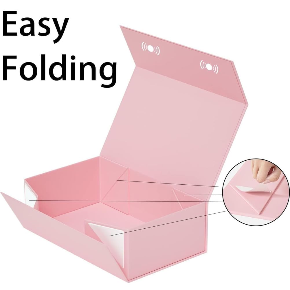 Scatole Regalo con Coperchio Magnetico, Confezione da 5 Scatola Regalo Rosa con Chiusura Magnetica Scatole Regalo di Lusso per Matrimoni, Compleanni, Natale,Pink 5 Pack,12.2×8.6×3.9in