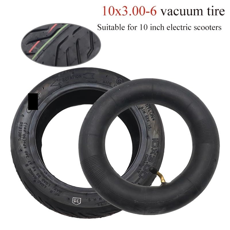 Scooter Reifen,Vollreifen 10x3.00-6 Schlauchloser Reifen for Elektroroller 10 Zoll 10x3.0 Vakuumreifen und Schläuche(Outer tyre)