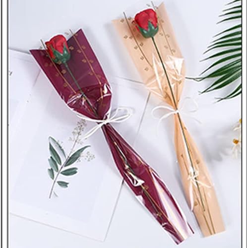 Miniatura 6 de OUKEYI 150 unidades, 6 colores, papel de regalo de flores, bolsa de embalaje de rosas individuales, suministros de ramo de floristería, papel de