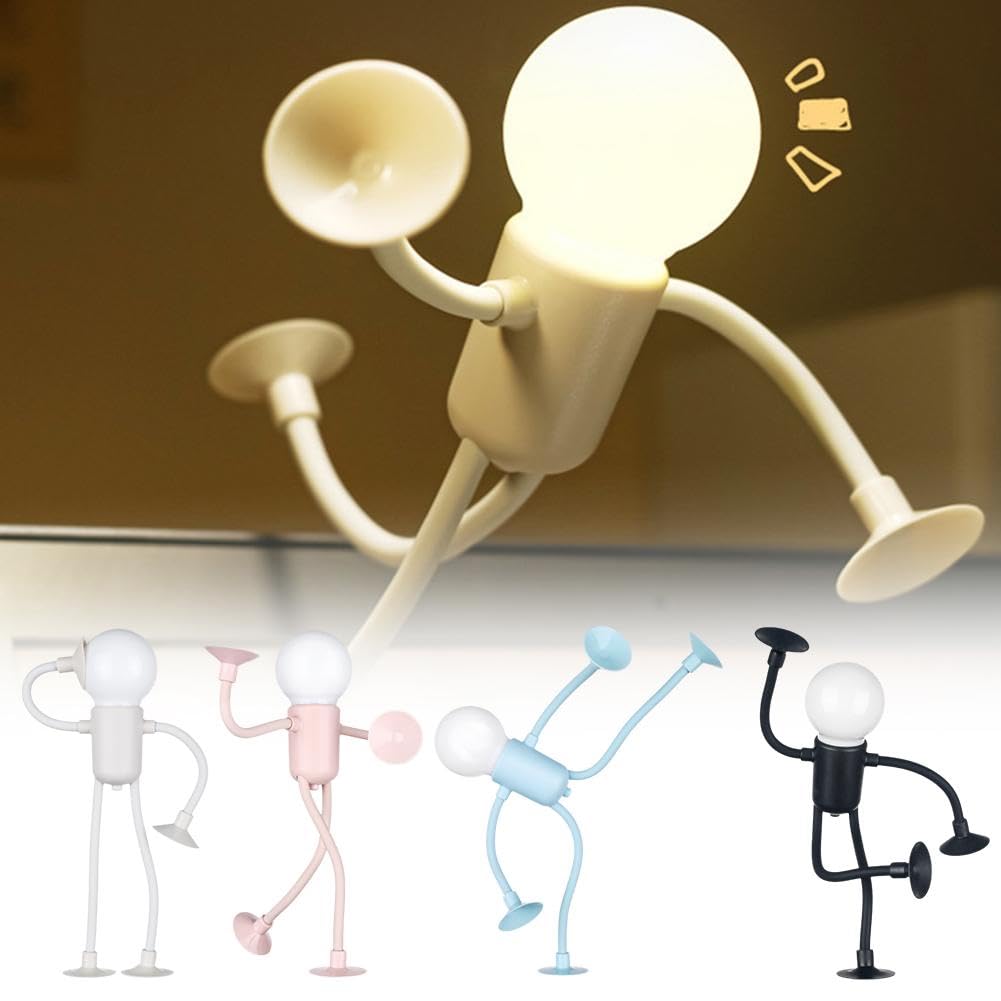Changeable Shape Funny Sportsman Night Light DIY Shape Christmas Night Light Cute Light Bulb Man Mini Night Light with Suction Cup Desk Lamp Decompression Ornament Xmas Gift