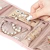 BELALIFE Travel Jewelry Case Organizer, Small Foldable Storage Roll for Earrings, Necklaces, Rings, Bracelets, Brooches, Pink #3