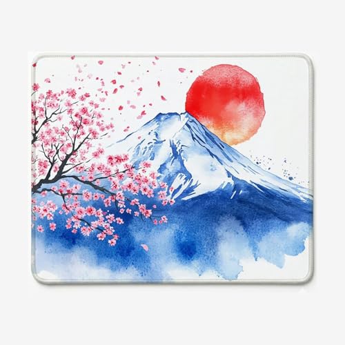 Alfombrilla de Ratón 260x210mm, Alfombrilla Gaming Escritorio Impermeable Patrón Japón/Monte Fuji, Deslizamiento Suave, Antideslizante, Accesorios de Escritorio, Trabajo Mouse Mat W O2110