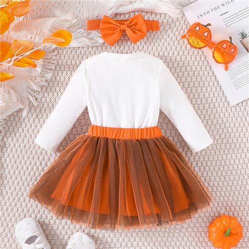 Newborn Baby Girl Halloween Romper Tutu Dress with Headband Toddler Pumpkin Top Skirt Halloween Outfits2