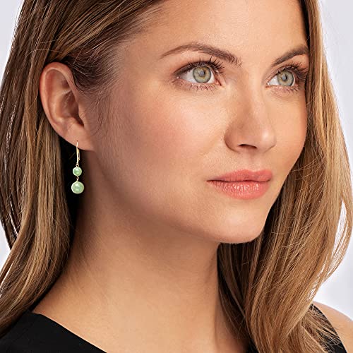 Ross-Simons Jade Double-Bead Drop Earrings in 14kt Yellow Gold2