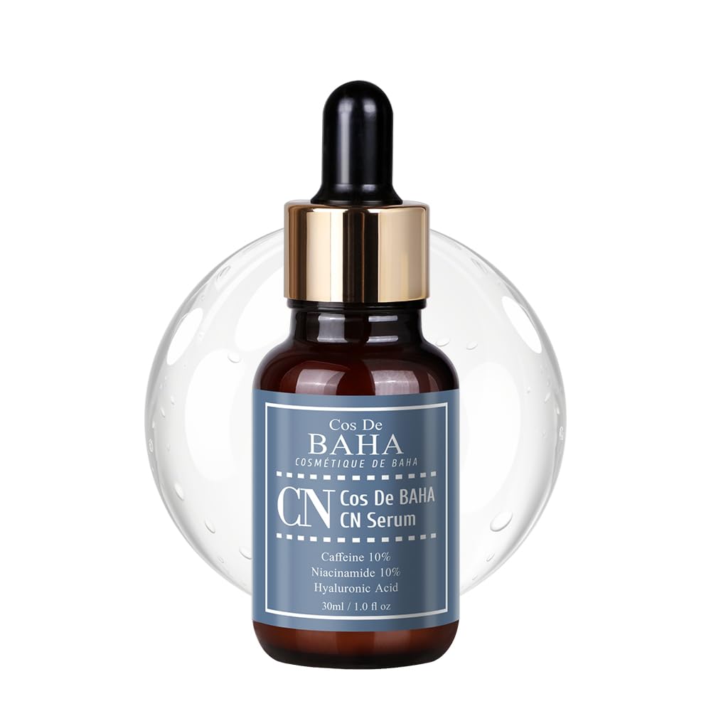 Cos De BAHA Caffeine 10% + Niacinamide 10% Serum 1 Fl Oz – Lightweight Hydrating Face Serum with Hyaluronic Acid & Ferulic Acid (30 ml)