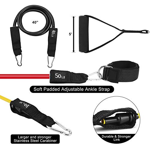 XPRT Fitness 11-Piece Resistance Bands Set - Home Gym Equipment with Door Anchor, Handles & Ankle Straps (10-150 lbs) - Workout Bands for Strength Training, Physical Therapy & Exercise - Men & Women - Image 5