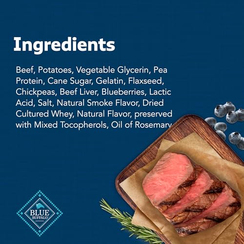 Image of Blue Buffalo Stix Natural Soft Moist Dog Treats Togo Beef Recipe, 1oz Bags, (Pack of 36)