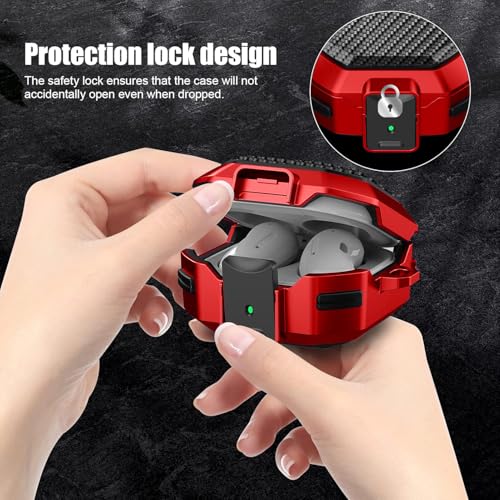 Image of Armor Secuer Lock Case Cover Compatible for Samsung Galaxy Buds Core (2025) -Red