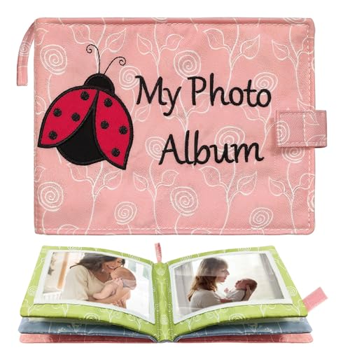 Baby Soft Photo Albums My First Family Album Soft Cloth Baby Photo Book My First Family Photo Album -Soft Cloth,Baby Safe,Holds 4x6 Photo Album (Pink)
