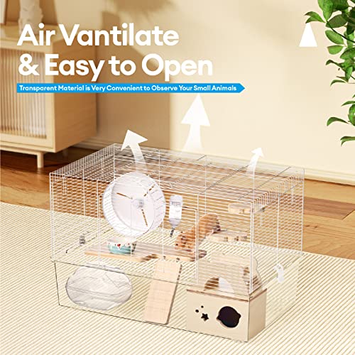 BUCATSTATE Hamsterkäfig mit Zubehör 3 Level, 8 in 1 Kleintierkäfig Großer Starterkäfig Reisekäfig für Rennmäuse, Mäuse, Ratten und Zwerghamster (62x43x35cm)