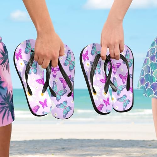 Nander Beautiful Butterflies and Daisies Sandal Flip Flops of Men's & Women's,Beach Slippers Flip Flops Shower Shoes4