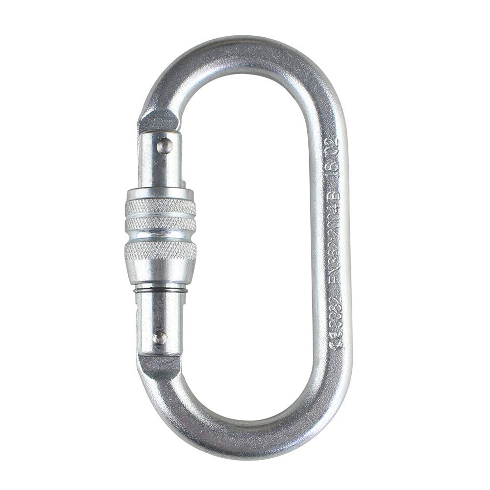 SECULOCK Screw Locking Carabiner Clip 25KN, CSA ASNI CE Certified, Heavy Duty D Shaped Twist Lock for Rappelling, Rescue, Hammock, Hunting, Camping, Outdoor Safety Survival Gear Equipment