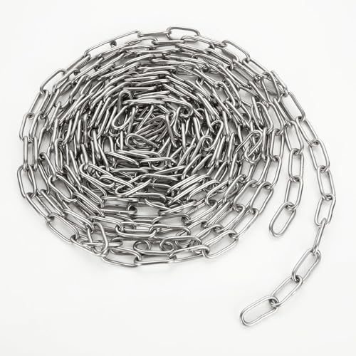 SENENQU 6M - 3mm Chaîne en Acier Inoxydable 304 Solide et Robuste Avec Maillons Soudés en Acier pour clôture, Promenade et Chaîne de Chien, Chaîne de...