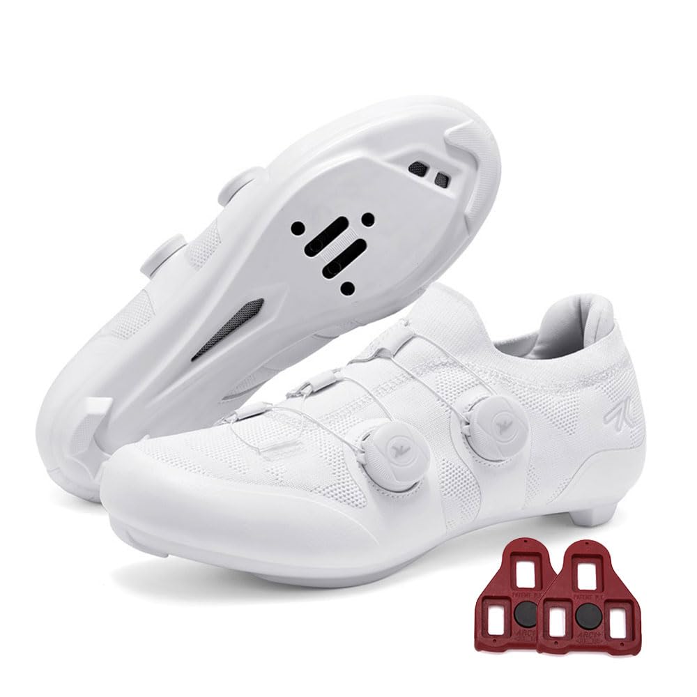 2026 Zapatillas Ciclismo Carretera Hombre Mujer, Zapatillas de Ciclismo con Look/SPD Tacos, Zapatos Bicicleta Montaña, Bicicleta de Spinning Montaña Calzado Bicicleta 37-47 EU (Blanco,38)
