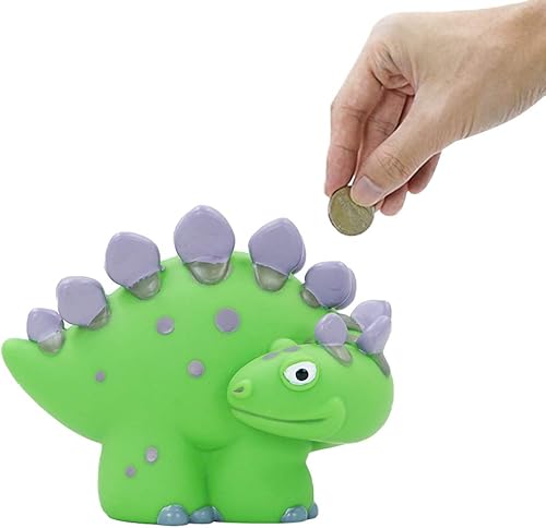 Mini alcancía de dinosaurio, Unbreakble pequeña y bonita alcancía de plástico con estegosaurio para niñas y niños