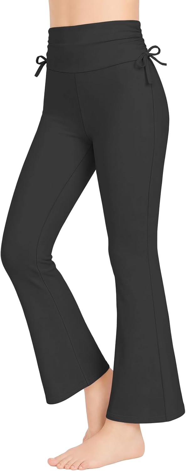 Haloumoning Girls Flare Leggings Bell Bottom Ruched High Waist Yoga Pants