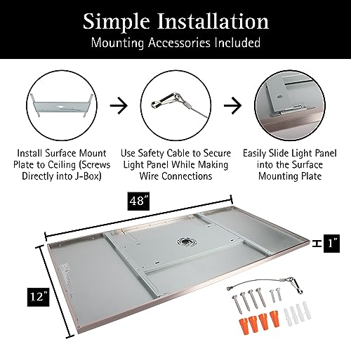 Image of UltraLux 2x4 Surface Mount Slim LED Panel Dimmable 3CCT Brushed Nickel 2Pk