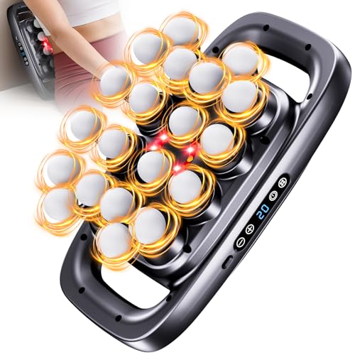 Massagepistole mit Rotlicht – Tiefengewebe Massagegerät mit 3 Modi & 30 Geschwindigkeiten zur Muskelentspannung an Rücken, Taille, Oberschenkel – Olubfd (20 Kopf Massagepistole)