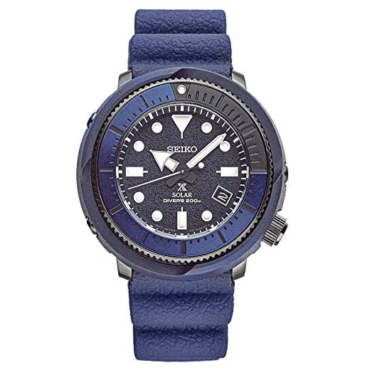 Seiko Solar Diver SNE533 Mens Blue Silicone Rubber Band Chronograph Camo Blue Quartz Dial Watch