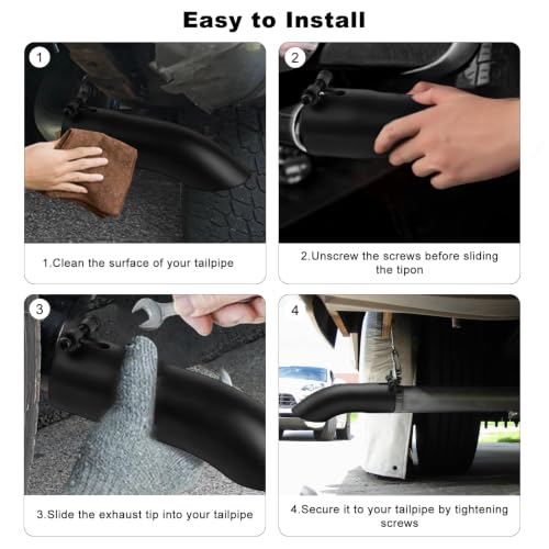 Image of MuHize 3.5 Inch Inlet Turn Down Exhaust Tip Black, 3.5 inch Outlet 12 inch Length