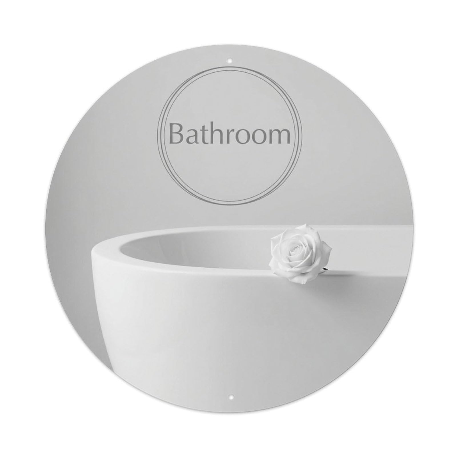 Bathroom White Minimalist Bathroom Metal Tin Sign