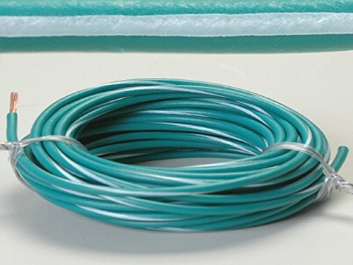 Green 18 Gauge Wire With White Stripe - 100 Feet