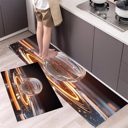 Juegos de alfombras de cocina absorbentes con tapetes decorativos de esfera transparente 3