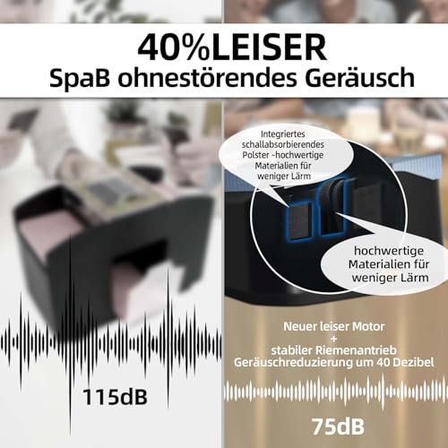 QUICARD Elektrischer Kartenmischer – Geräuscharmer & Wiederaufladbar (2000 mAh) – Mischt 2 Kartensätze – Automatischer Kartenmischer für Poker, Bridge, Rommé