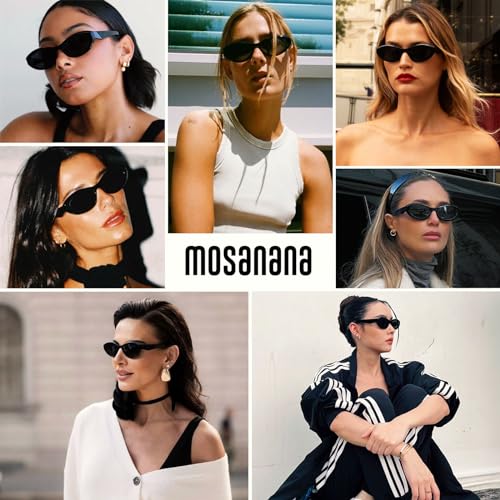 Image of mosanana Oval Cat Eye Sunglasses for Women Retro Y2K Style MS52372 | Geometric Stylish Temples, UV400 Protection, Designed for Daily Outfits, Travel and Fashion Looks