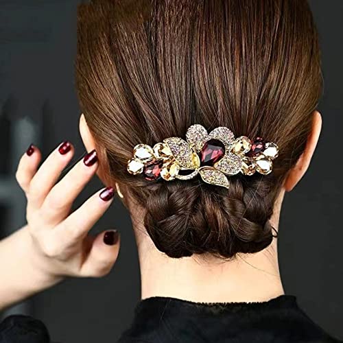 Barrette à cheveux strass et cristal pour dompter vos mèches avec élégance en rouge - 3