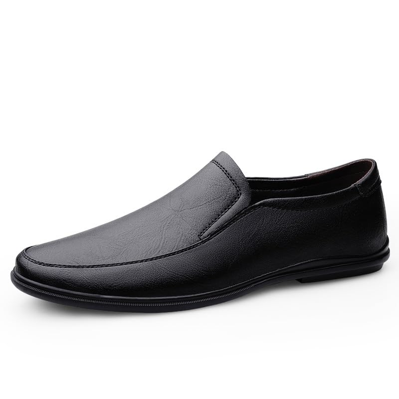 Men's Loafers Round Toe Solid Color Loafer Shoes Flexible Flat Heel Resistant Fashion Slip On