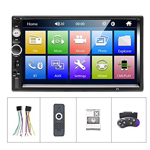 Bluetooth Car Stereo 2 Din 7'' Touch Screen Car Radio FM Receiver Mirror Link for iOS/Android Phone with Dual USB/AUX-in/SD Support Backup Camera Input + Steering Wheel Remote Control