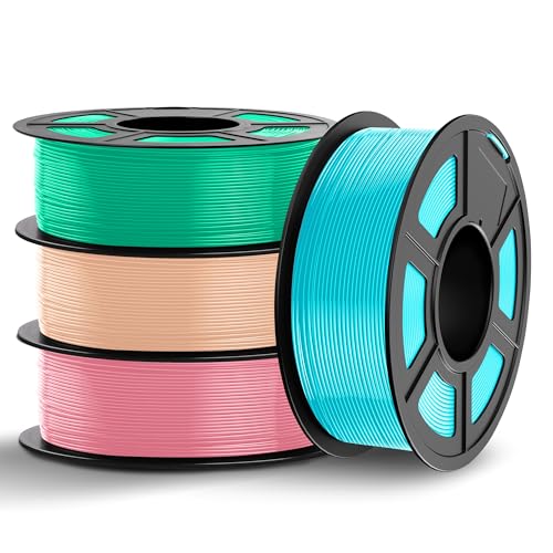 Image of TECBEARS PETG Filament 1.75mm 4KG, 3D Printer Filament Bundle PETG, Strong Toughness, 4 * 1KG(1320M) Filament High Precision, Dimensional Accuracy ±0.02mm, Skin+Sakura Pink+Mint Green+Sky Blue