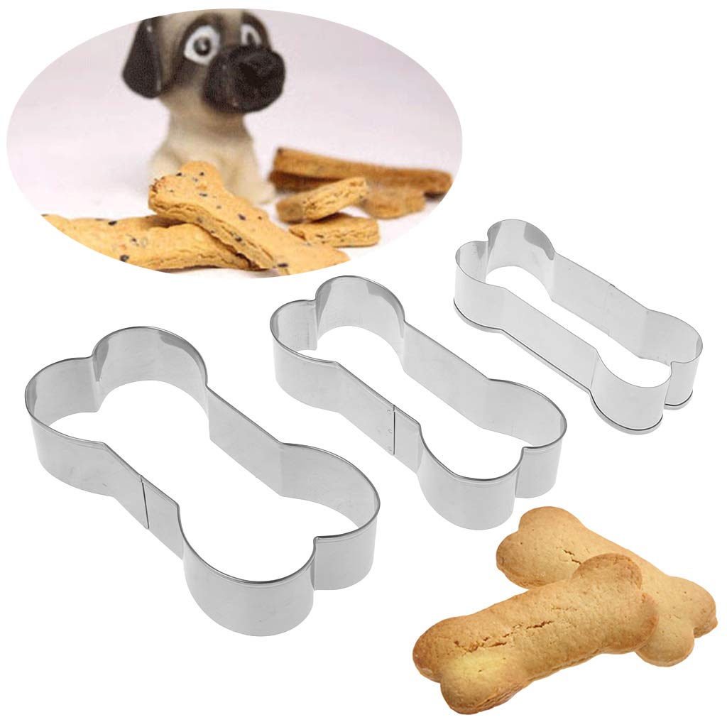 bhty235, Baking Moulds / Cake Mould Adjustable Non-Stick 3 Pcs/Set Dog Bone Shaped Cookie Cutter Mould Stainless Steel Pastry Biscuit Cake Baking Mould