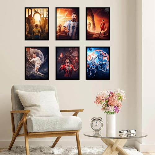 Image of CodersParadise Paper Football Wall Poster Frames - Pack Of 6 | 8 X 12Cm (A4 Size) | Aesthetic Artwork Framed Posters