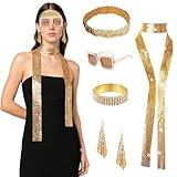 MINGJAY Accesorios de Discoteca,1970s Set de Accesorios Disfra Disfraz,Disfraz Disco Accesoriose Mujer,70 Mujer Lentejuelas Accesoriose,para Fiestas de Disfraces,Carnaval Fiesta