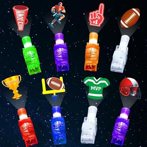 Yizeda 32PCS Football Finger Lights LED Light Up Toys Football Theme Party Favors for Kids Boys Girls Birthday Goodie Bags Stuffers Party Decorations Back to School Supplies Classroom Prizes Cover