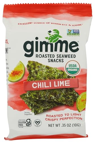 Gimme 1 CT Sharing Size Chili Lime Organic Roasted Seaweed Snack, 10g, 0.35oz - image 1