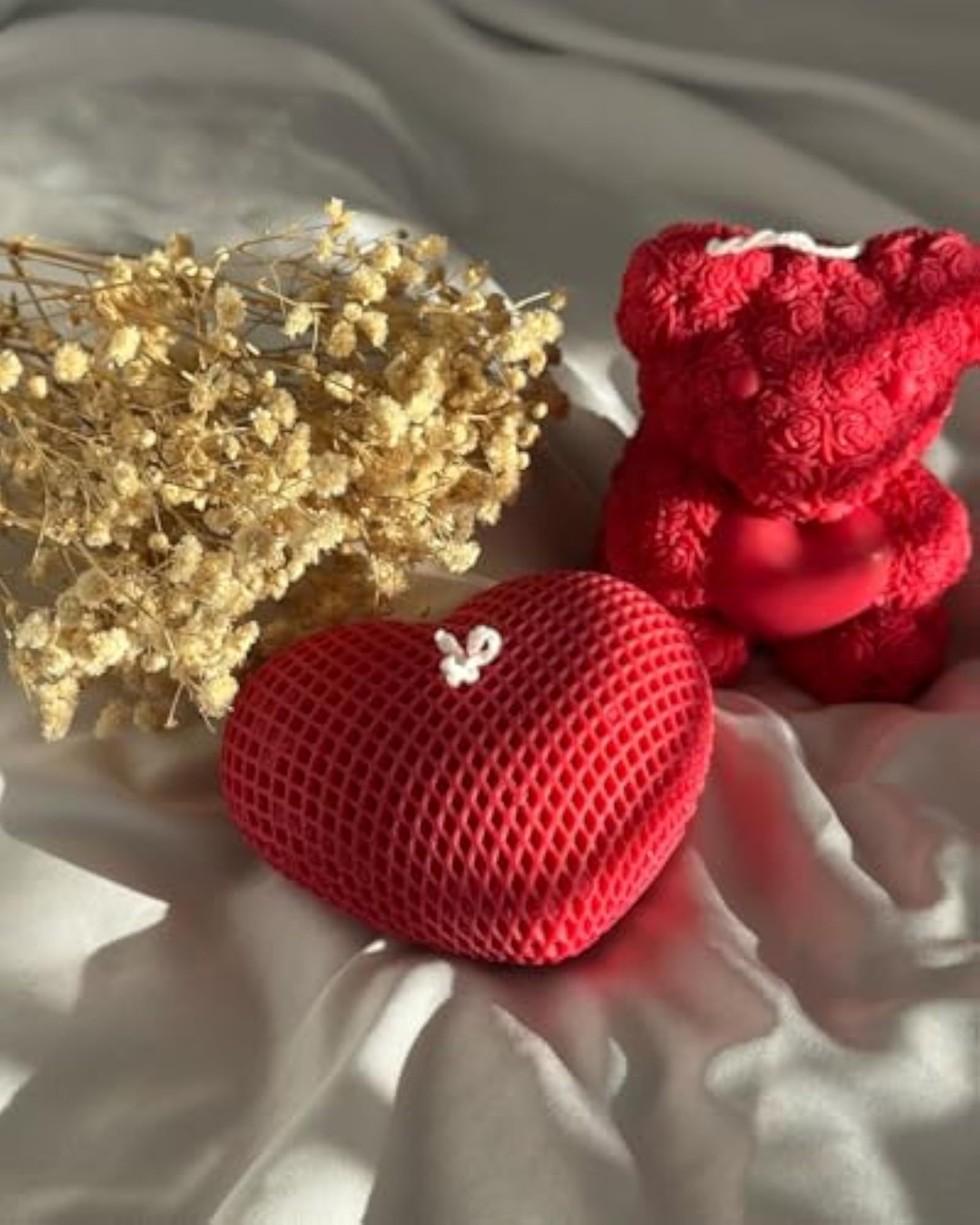 Rose & Jasmine Fragrance Teddy Bear Candles, Handmade Aromatherapy
