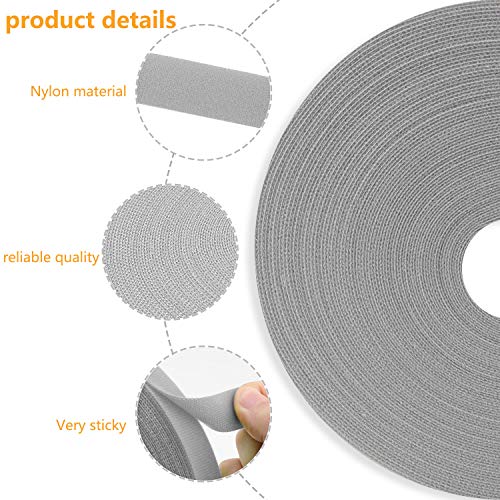 Ruban adhésif réutilisable gris 1,9 cm à crochet double face pour fixation modulable