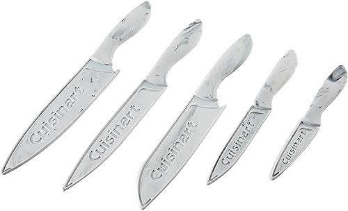 Cuisinart C55-10PWM Juego de cuchillos recubiertos de cerámica con fundas protectoras de hoja (juego de 10 piezas) en mármol sintético