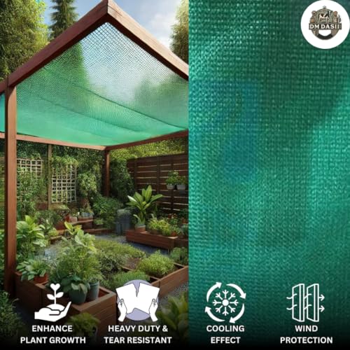 Image of DM DASII Green Shade Net 90-95% UV Stabilized Sun Shade Net for Garden, Nursery, Terrace, Balcony, Greenhouse & Agriculture | Heavy Duty HDPE Shade Cloth with Reinforced Edges (6 * 4 ft)