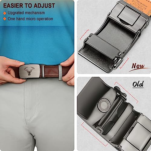 Image of BULLIANT Men belt 2Pack,Leather Ratchet Belt for Gift Men Dress Casual Jeans 1 3 /8 inch,Cut for Fit