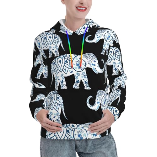Sweat à capuche femme imprimé éléphant aztèque EdWal