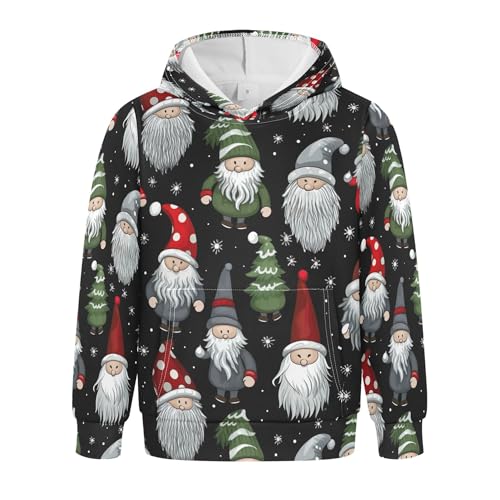 Kids Hoodies Sweaters Christmas Xmas Gnome Dwarfs Hooded Sweatshirts with Big Pockets for Boys Girls B0400451