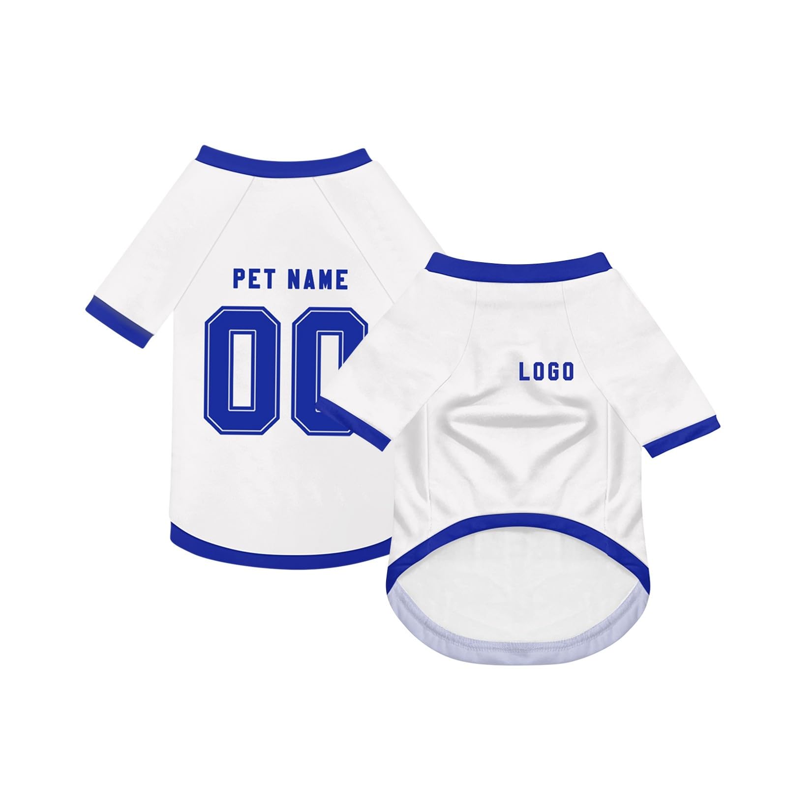 Dog Custom Football T-Shirt with Name Number or Logo ，Breathable Lightweight Polyester Doggy Tee,Sporty Pet Jersey Vest For Small, Medium & Large Dogs Clothes，Personalised Football Jersey Pet Shirt