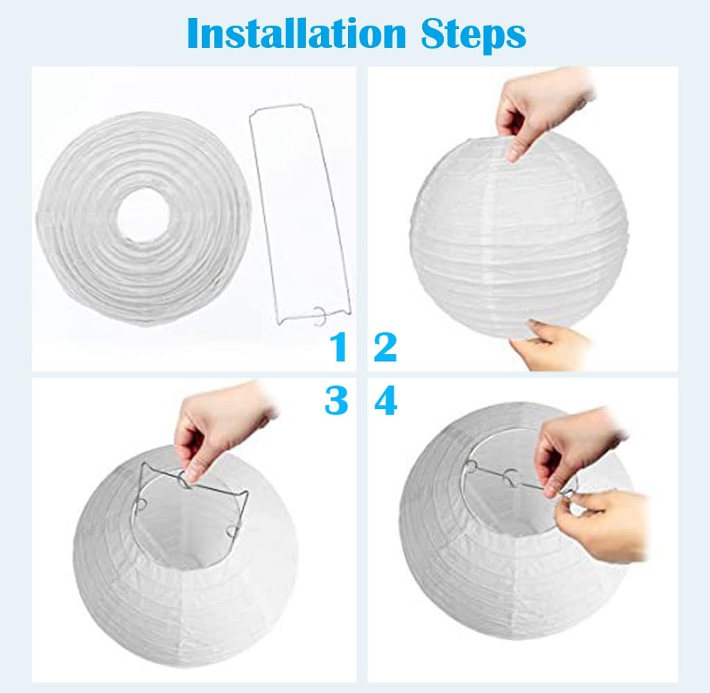 4 lanternes en papier PCS, lanterne en papier ronde blanche avec