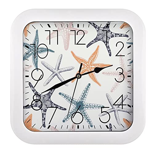 Horloge murale carrée étoile de mer : lisible et décorative - 2