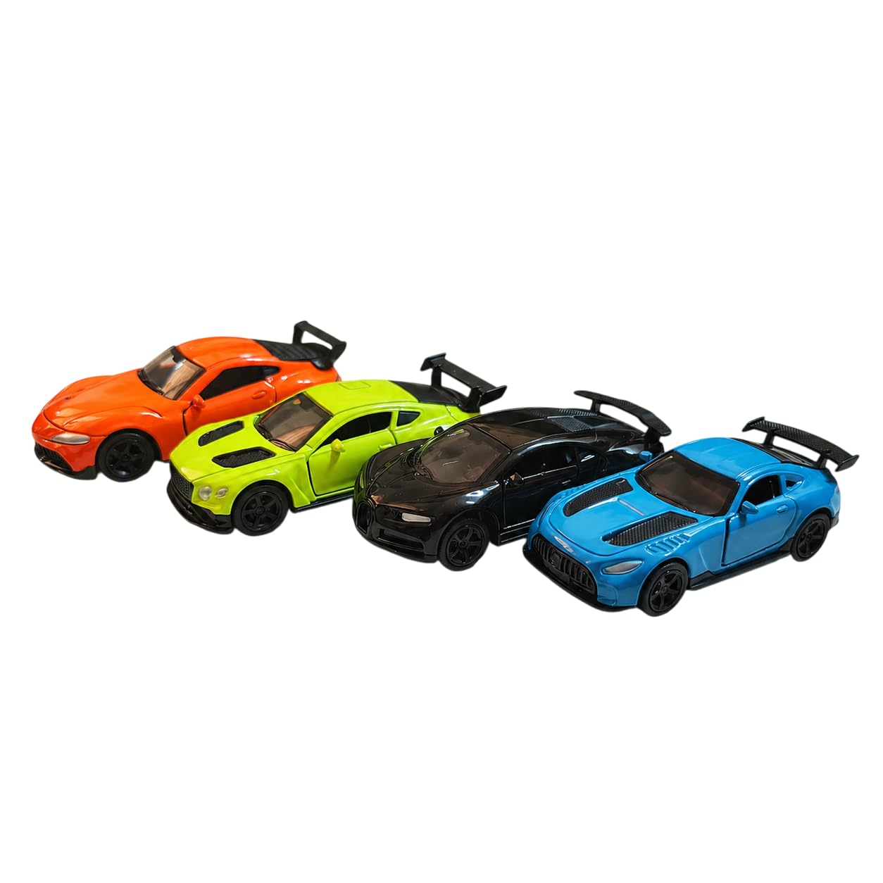 Chhoti Duniya Die Cast Sports Car Toy Set of 4 | Metal Body Pull Back Mini Racing Cars with Openable Doors | Alloy Model Car Collection for Kids Boys Girls Age 3+ | Birthday Return Gift